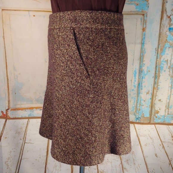 Theory wool texture lined pocket zipper skirt/ size 2 /maroon multi color - Picture 3 of 5